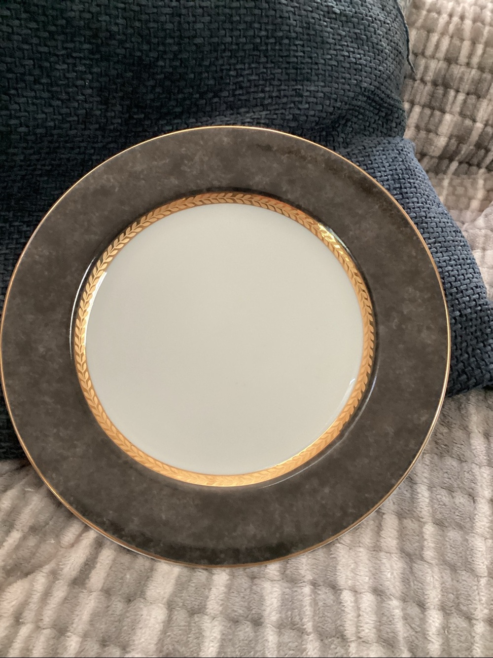 4pc 10 5/8” Retroneu Fine China Dinner Plates porcelain & gold leaf
